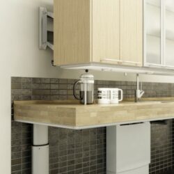 side view adjustable bech and cupboard